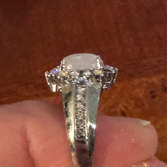 Opal Sunflower, Lab created, Flower Shape, Side Cubic Zirconia Fairy Ring, Sz 7 - Picture 11 of 13